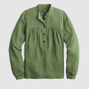 J. Crew Fresco Soft Gauze Blouse Top in Utility Green
